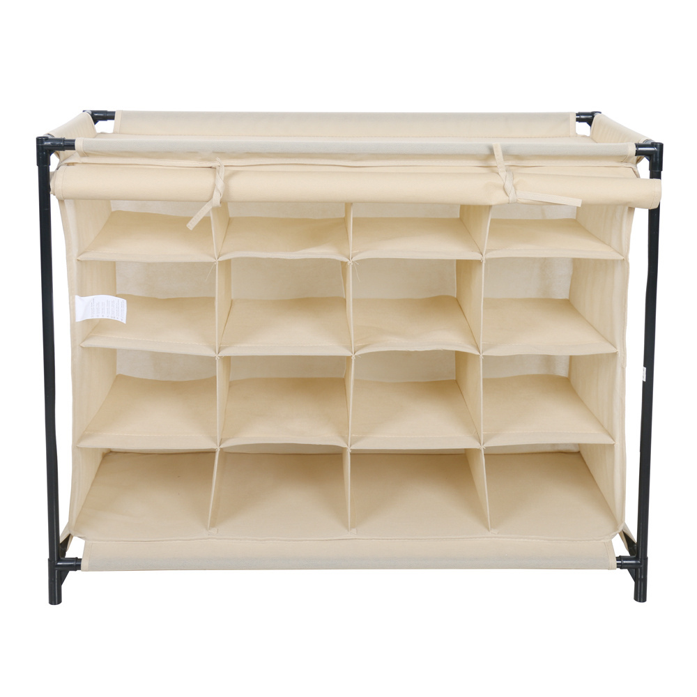 Multi-functional Storage Rack for Shoes Non Woven Compartment 16 Pairs Shoe Rack Organizer