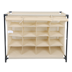 Multi-functional Storage Rack for Shoes Non Woven Compartment 16 Pairs Shoe Rack Organizer