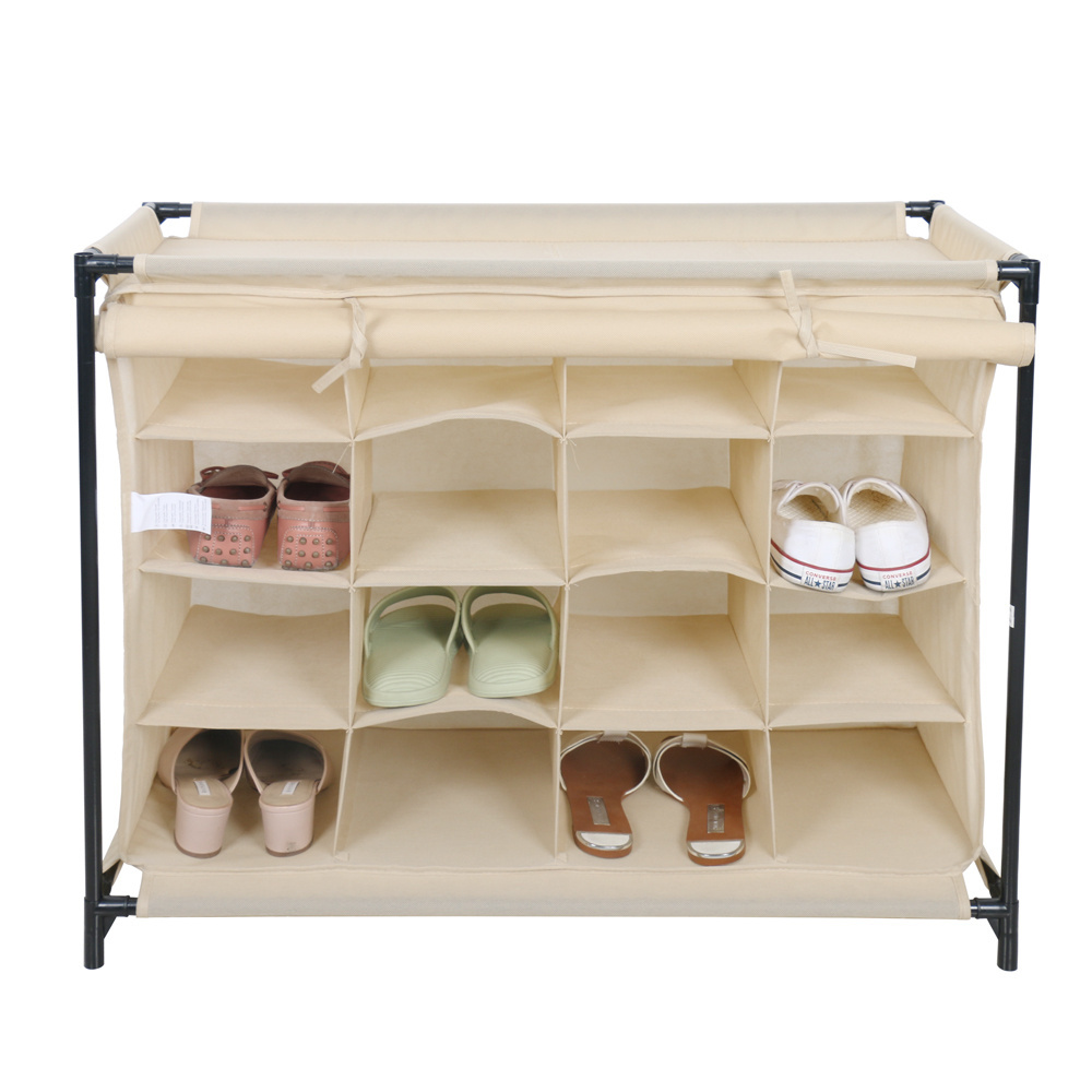 Multi-functional Storage Rack for Shoes Non Woven Compartment 16 Pairs Shoe Rack Organizer