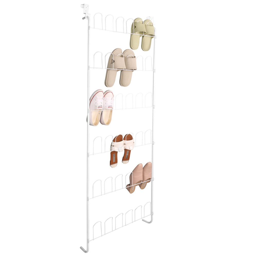 2024 New 6 Tiers Over Door Shoe Shelf Metal Organizer 18 Pairs Hanging Shoe Rack