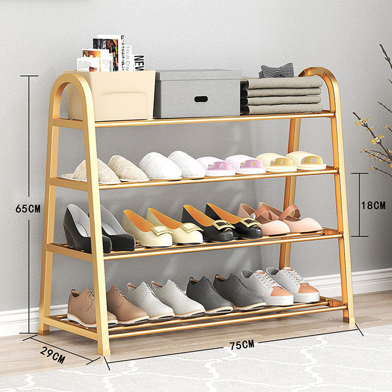 Wholesale New Design 4-Tier Small Metal Shoe Rack Lightweight 8-12 Pairs Shoe Shelf Storage Organizer