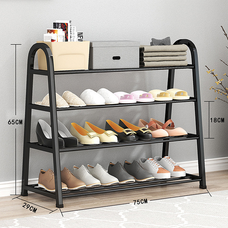 Wholesale New Design 4-Tier Small Metal Shoe Rack Lightweight 8-12 Pairs Shoe Shelf Storage Organizer