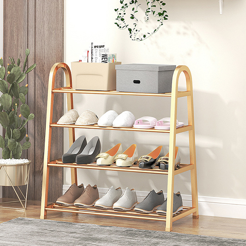 Wholesale New Design 4-Tier Small Metal Shoe Rack Lightweight 8-12 Pairs Shoe Shelf Storage Organizer