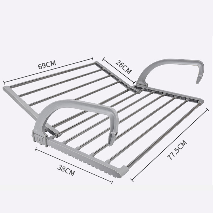 2022 New Design Stainless Steel Hanging Wire Clothes Drying Balcony Window Sill  Folding Towel Rack