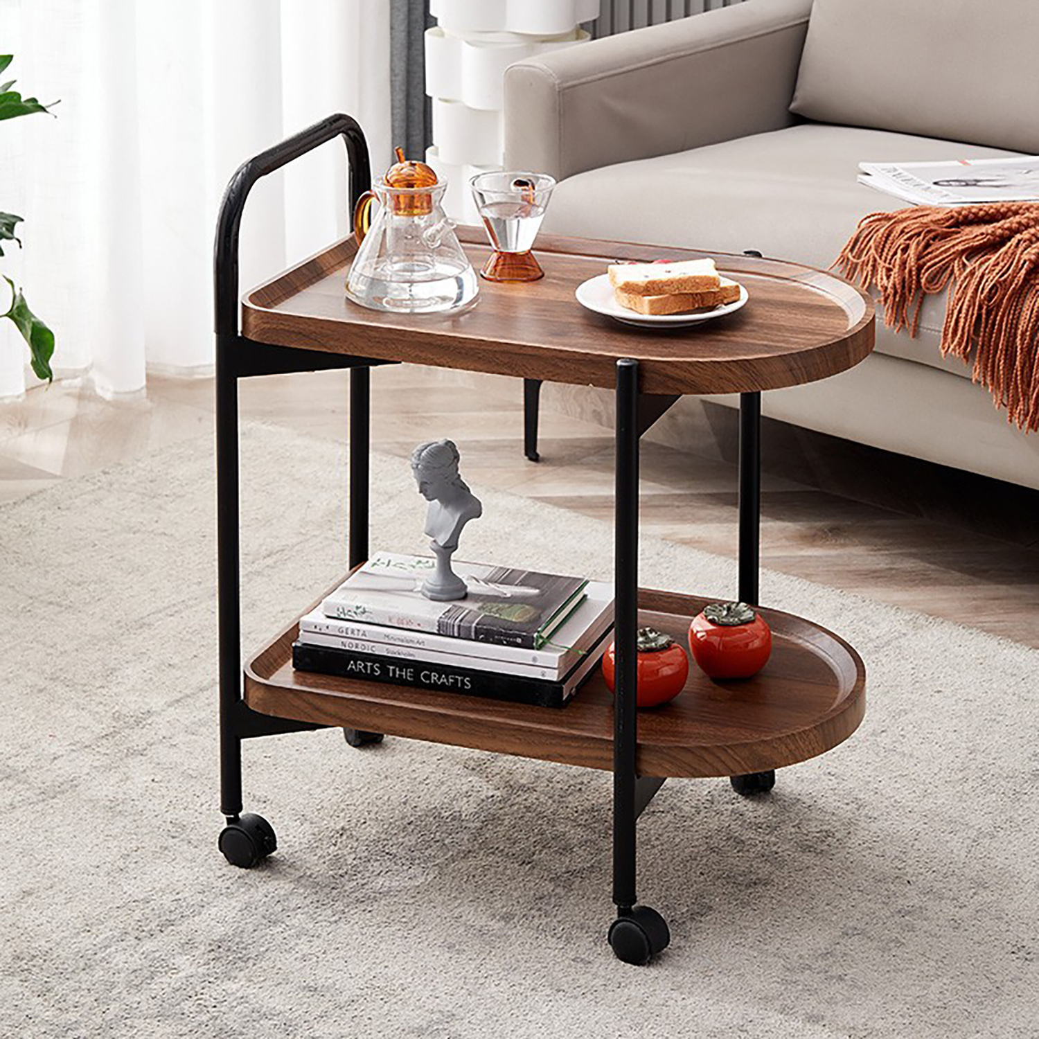 Nordic design sofa side table simple modern coffee table small furniture with wheel for living room and bedroom