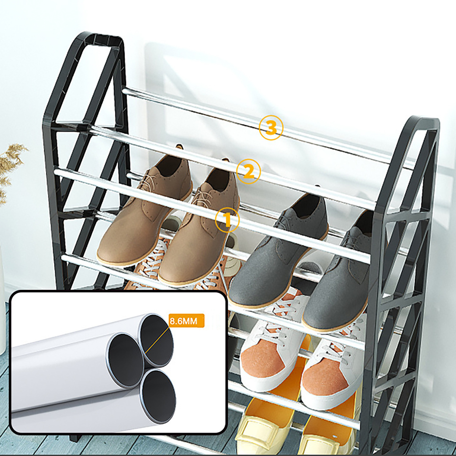 Wholesale design production metal 4-Tier shoe stand rack online modern  storage shoes rack for entryways