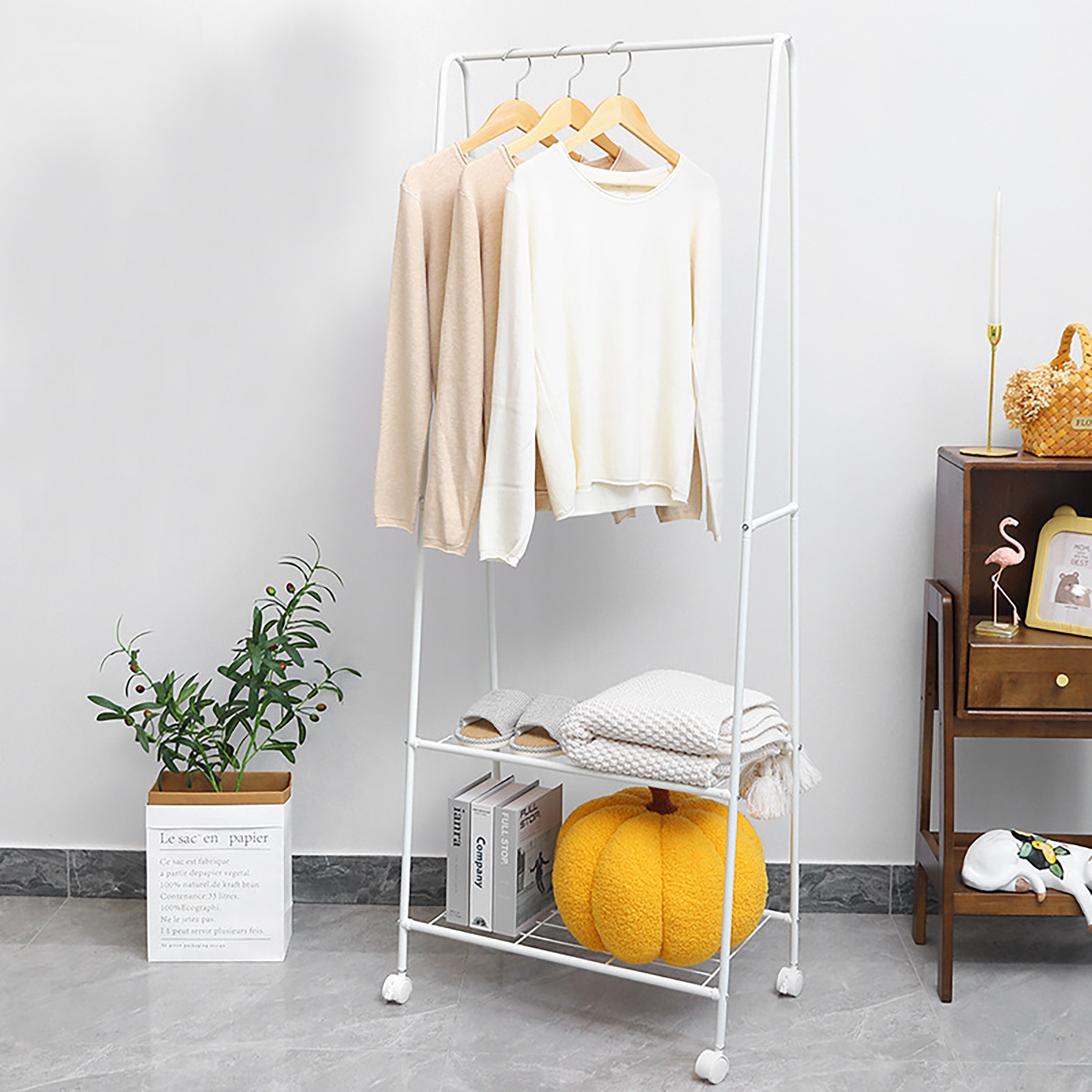 Wholesale Entryway Furniture  Cloth Rack Office Coat Rack with Storage rack Single rod Coat hanger