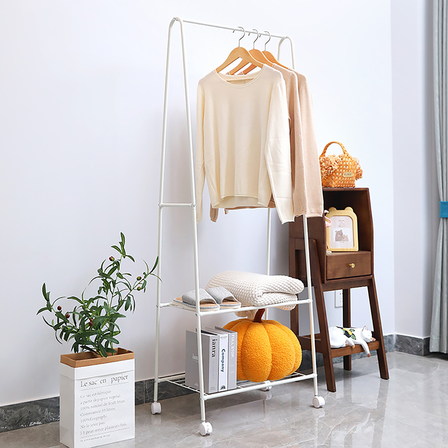 Wholesale Entryway Furniture  Cloth Rack Office Coat Rack with Storage rack Single rod Coat hanger