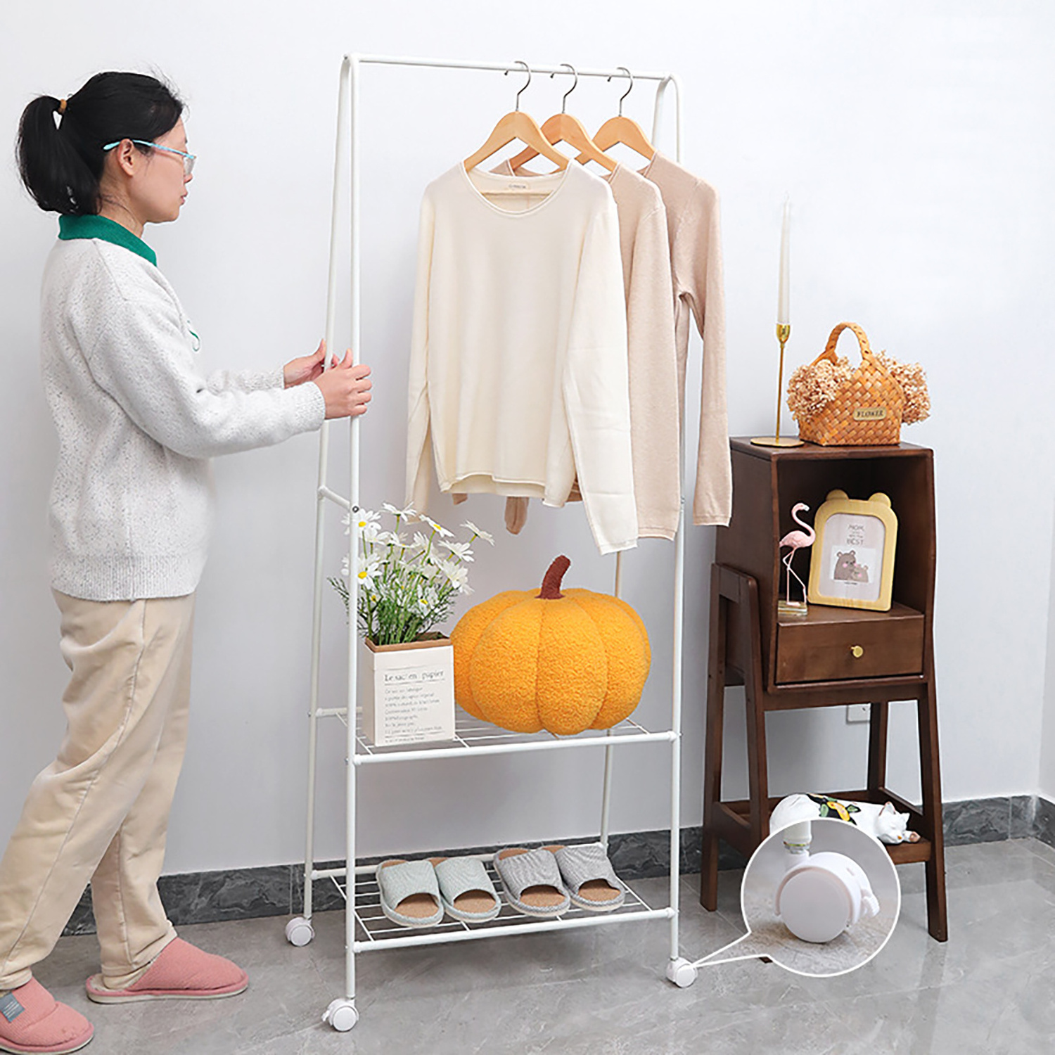 Wholesale Entryway Furniture  Cloth Rack Office Coat Rack with Storage rack Single rod Coat hanger