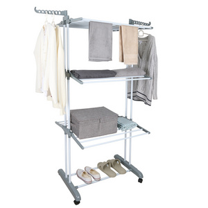 New Style OEM Clothes Airer Rack Metal Laundry Garment Dryer Stand with Two Side Wings