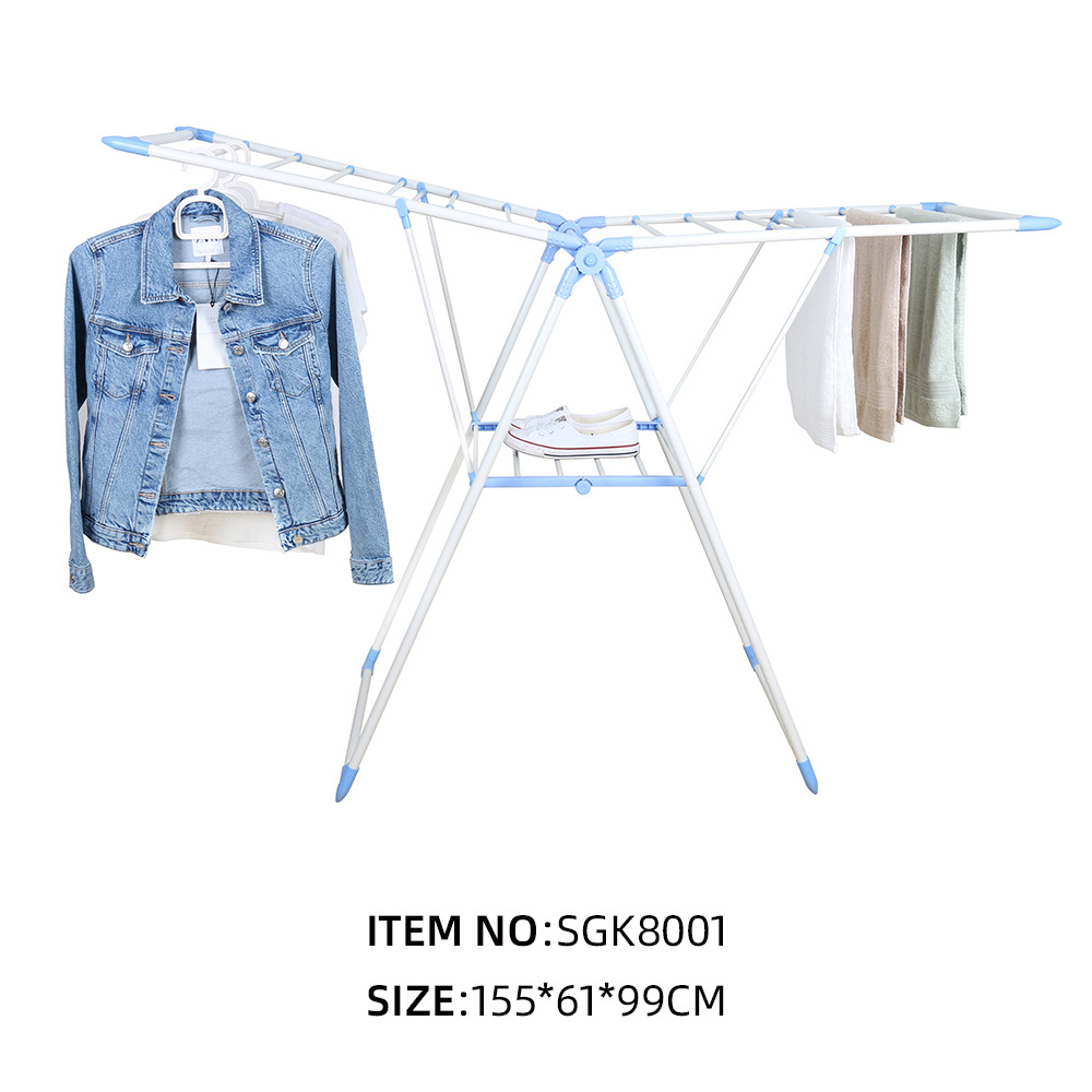 New Style OEM Clothes Airer Rack Metal Laundry Garment Dryer Stand with Two Side Wings