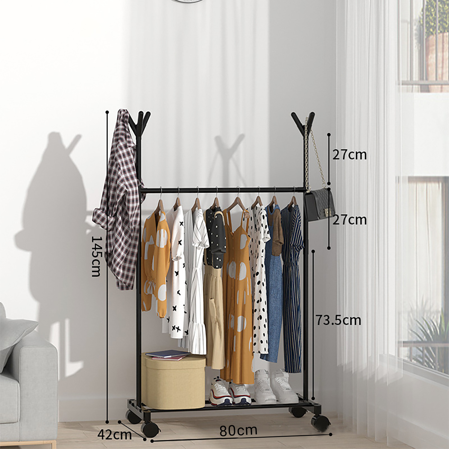 Hot sale single double rod clothing rack for boutique clothes hanger rack cloth rack stand store