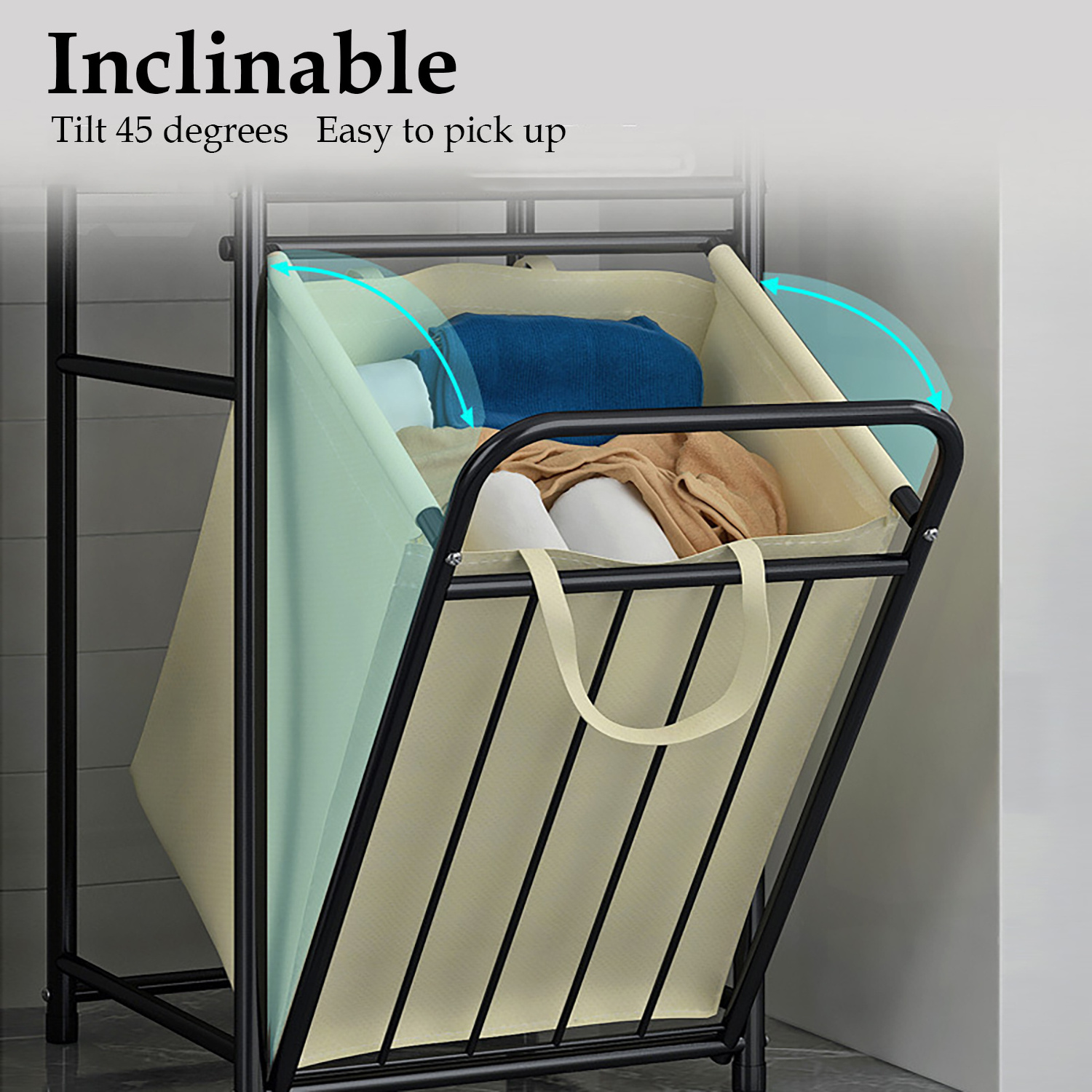 Hot Sale 3 Foldable Metal Shelves Dirty Clothes Dirty Laundry Basket Bathroom Storage Rack