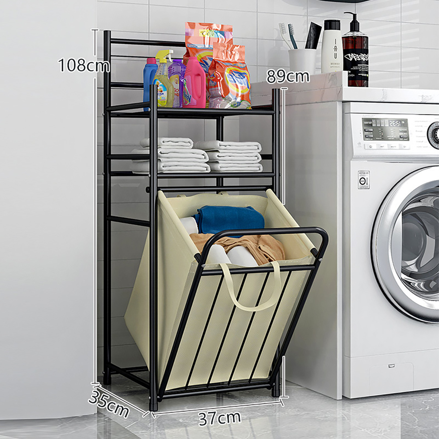 Hot Sale 3 Foldable Metal Shelves Dirty Clothes Dirty Laundry Basket Bathroom Storage Rack