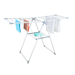 Wholesale OEM Folding Airfoil Balcony Metal Adjustable Height Laundry Rack Cloth Drying Rack