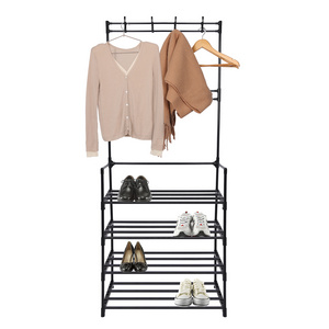 Hot sale 4-Tier Shoes Rack for home Metal Cloth hanger Rack floor standing clothes rack