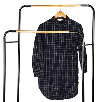 Nordic Modern Durable Metal Pipe Double Pole Mounted Clothes and Shoes Rack Pretty Garment Racks