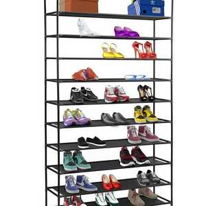 DIY Modern Metal Large Shoe Rack 10 Tiers Shoe Storage Cabinet Non-woven Shoe Organizer Shelf