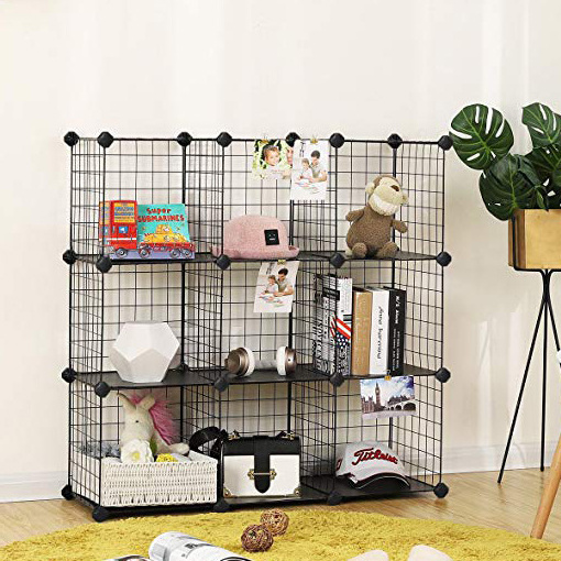 Wired Cube Storage Organizer 9-Cubes Metal Grids Storage, Closet Cabinet Ideal for Living Room