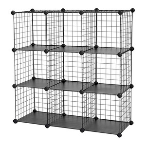 Wired Cube Storage Organizer 9-Cubes Metal Grids Storage, Closet Cabinet Ideal for Living Room