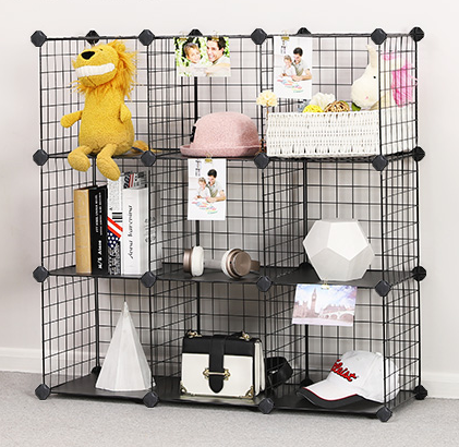 Wired Cube Storage Organizer 9-Cubes Metal Grids Storage, Closet Cabinet Ideal for Living Room