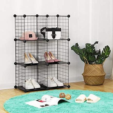 DIY 6 Cubes Closet Cabinet Wire Shelf Simple Storage Portable Metal Shelves