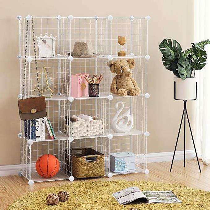 DIY 12 Cubes Closet Cabinet Metal Storage Wire Shelf Simple Stacking Racks