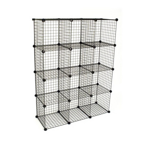 DIY 12 Cubes Closet Cabinet Metal Storage Wire Shelf Simple Stacking Racks