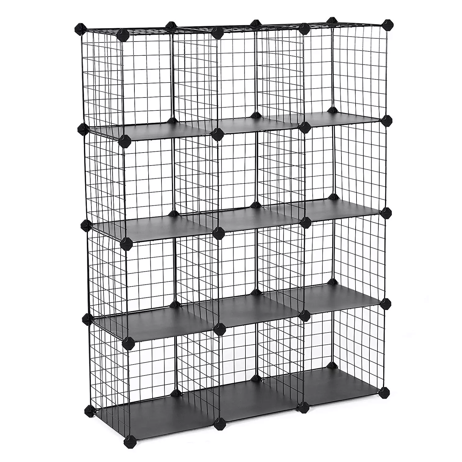 DIY 12 Cubes Closet Cabinet Metal Storage Wire Shelf Simple Stacking Racks