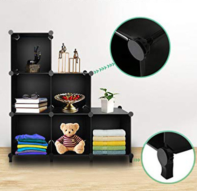 Easy assemble Multipurpose bedroom 6 Cubes Storage  Plastic Display Shelf