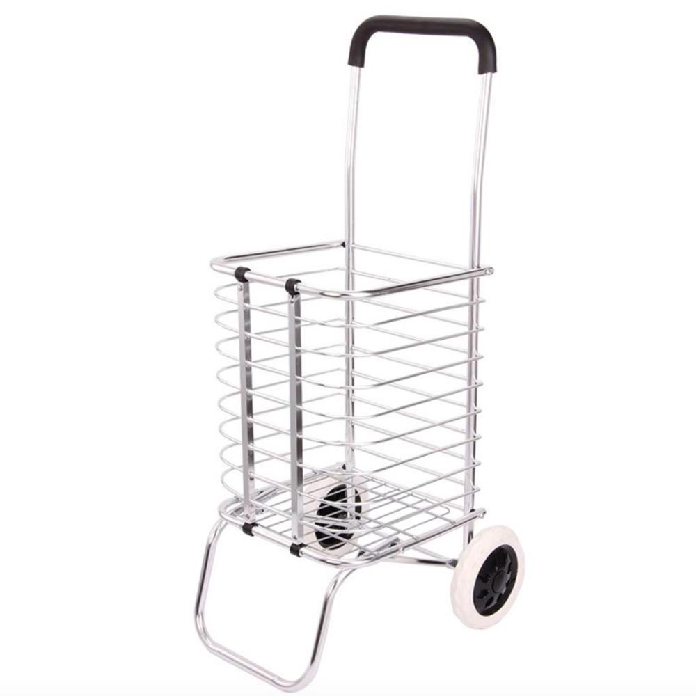 Big Wheels Foldable Aluminum Alloy Mesh Trolley Supermarket Shopping Cart