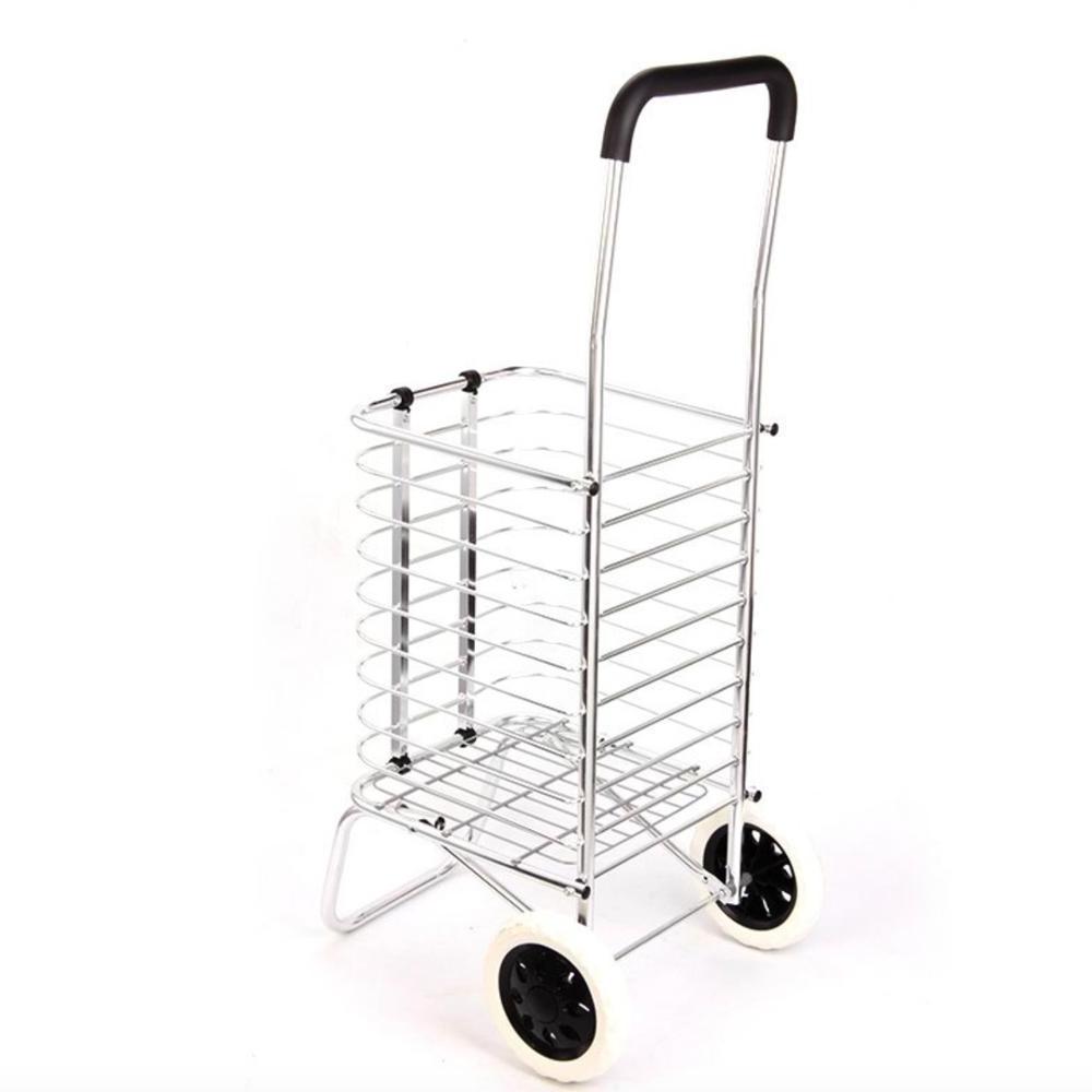 Big Wheels Foldable Aluminum Alloy Mesh Trolley Supermarket Shopping Cart