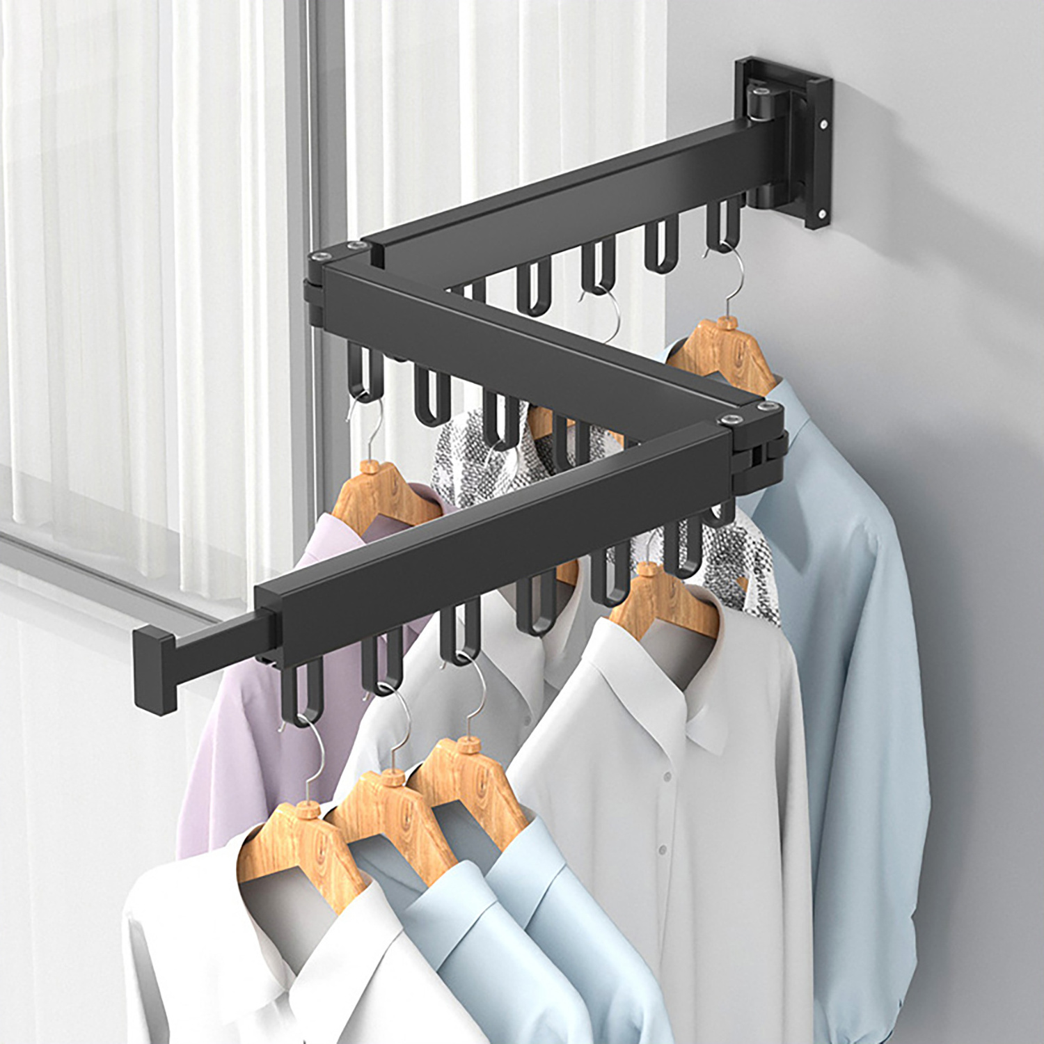 Multifunctional Household Foldable Cloth Hanger Wall Mounted Space Saving Drying Racks Magic Clothing Hangers