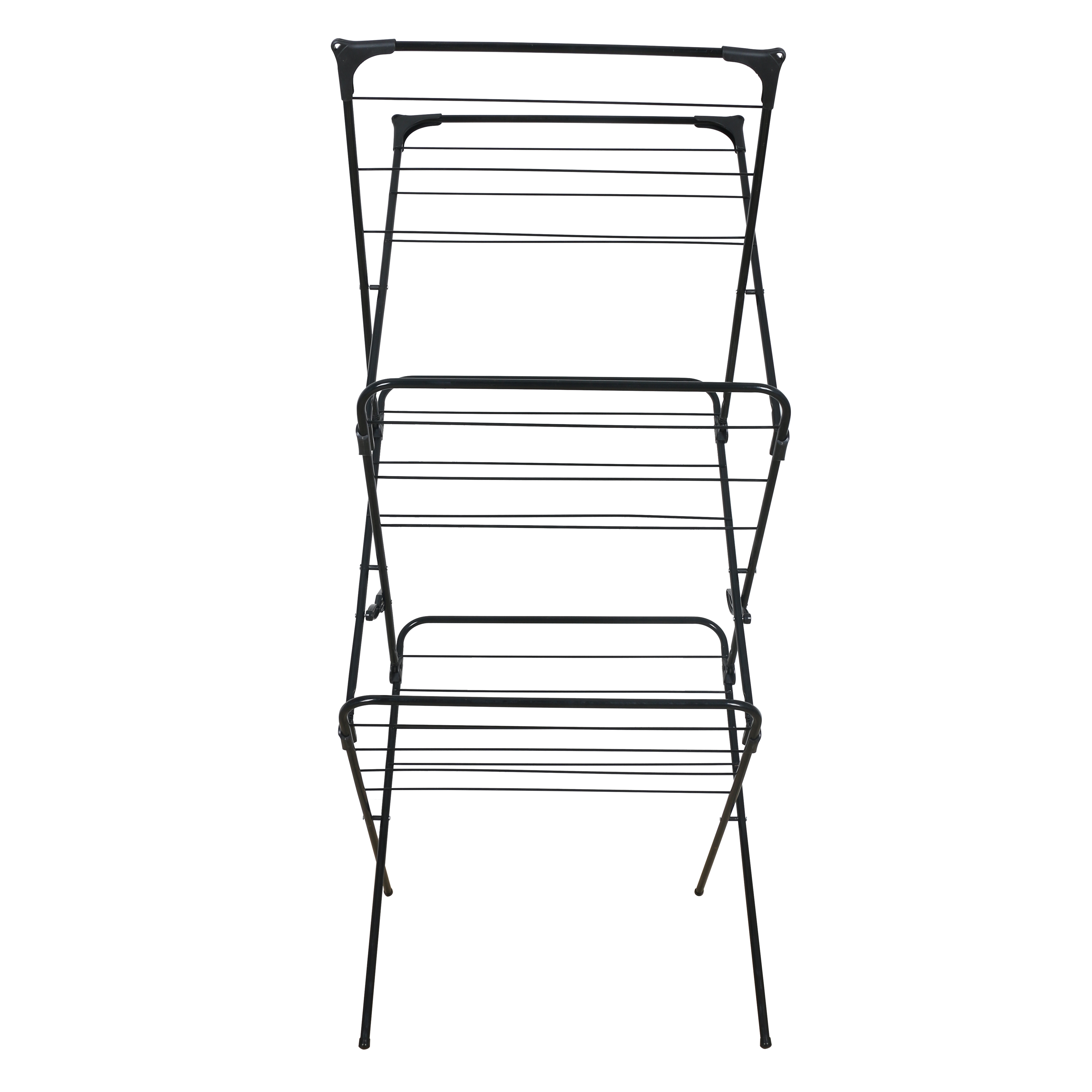 Laundry Towel Rack Folding 3 Tier Clothes Drying Rack with ABS Standing Metal Garment Laundry Towel Rack