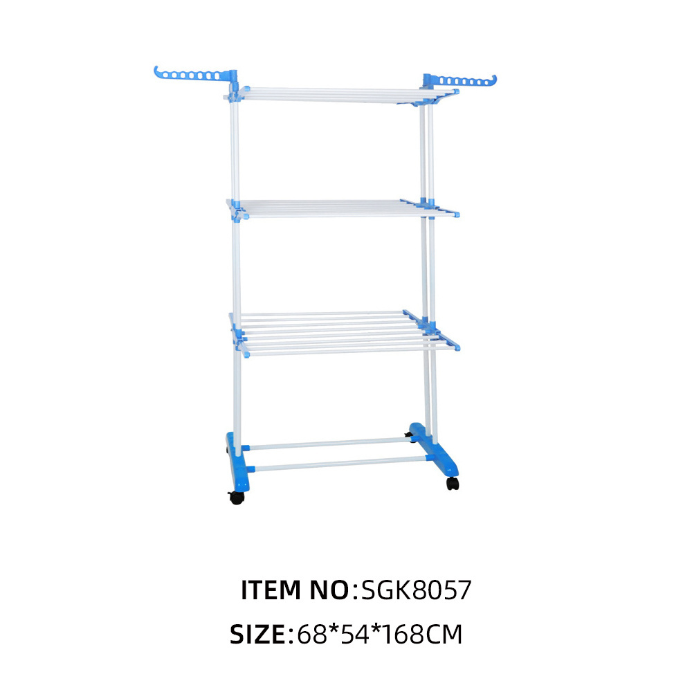 New Style OEM Clothes Airer Rack Metal Laundry Garment Dryer Stand with Two Side Wings