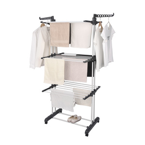 4 Tier Stand Hanger Rack with Wheels Foldable Laundry Rack Clothes Airer Dryer Rack