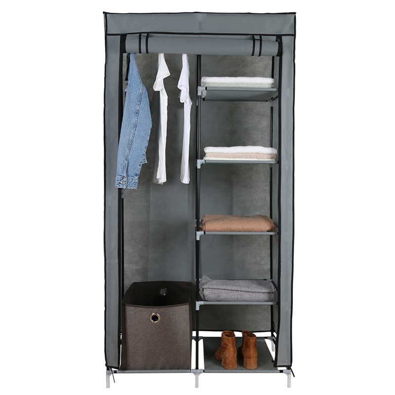 Non-fabric Clothes Closet With Shelf And Three Storage Organizer Bedroom Wardrobes Clothes Organizer