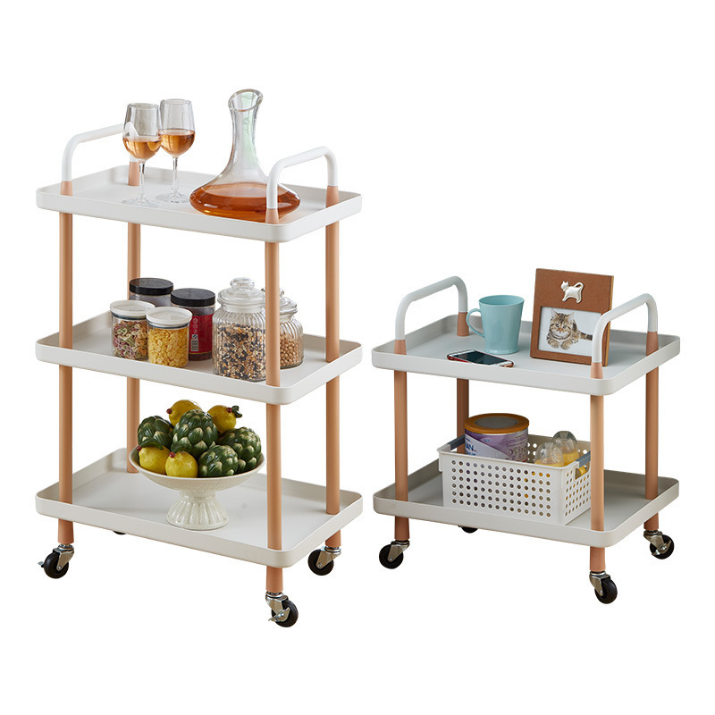 New fashion Bar Cart Kitchen Bedroom Black Plastic Rolling Utility Cart Four Wheels 2 Tiers 3 Tiers