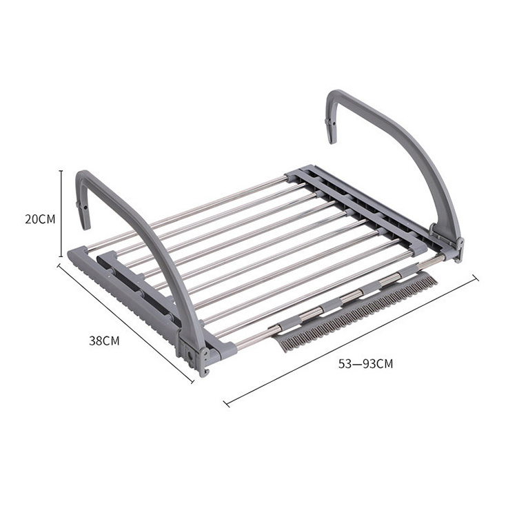 2022 Balcony Shoe Rack Stainless Steel Socks Clip Hanger Windowsill Extendable Laundry Drying Hanger