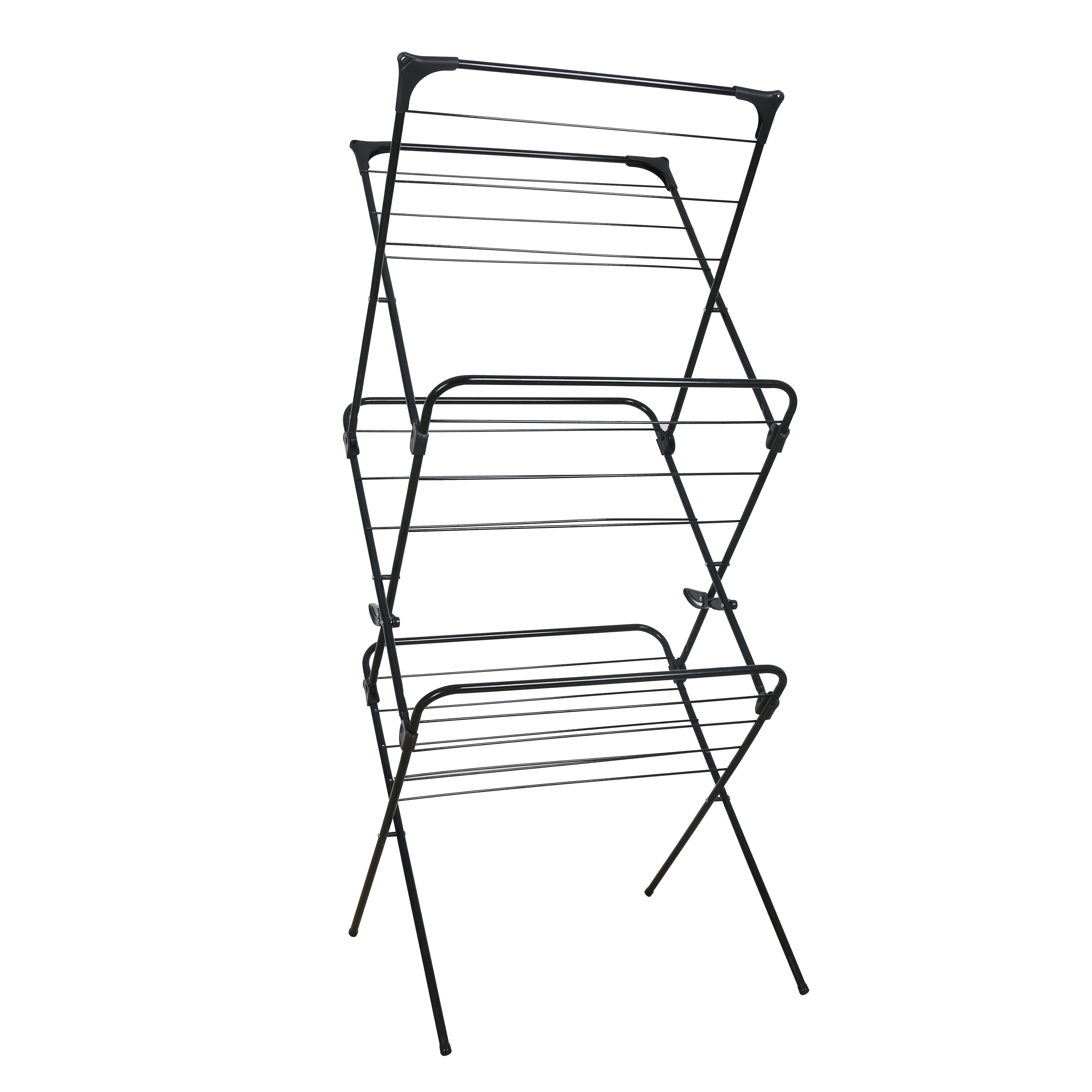 Laundry Towel Rack Folding 3 Tier Clothes Drying Rack with ABS Standing Metal Garment Laundry Towel Rack