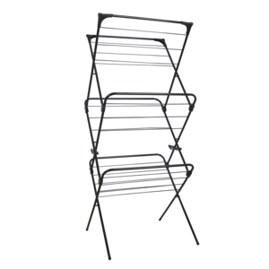 Laundry Towel Rack Folding 3 Tier Clothes Drying Rack with ABS Standing Metal Garment Laundry Towel Rack