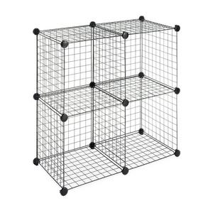 Home DIY 4 Cubes Small Pet Wire Grid Cage Cube Display Wire Cube Storage