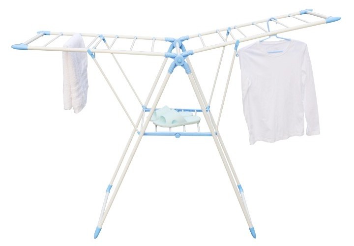 Wholesale OEM Folding Airfoil Balcony Metal Adjustable Height Laundry Rack Cloth Drying Rack