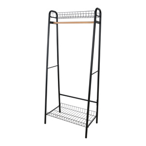 Hot sale Clothes hanger rack for home garment cloth hanging rails with shelves pole hat coat and shoe rack with wire basket