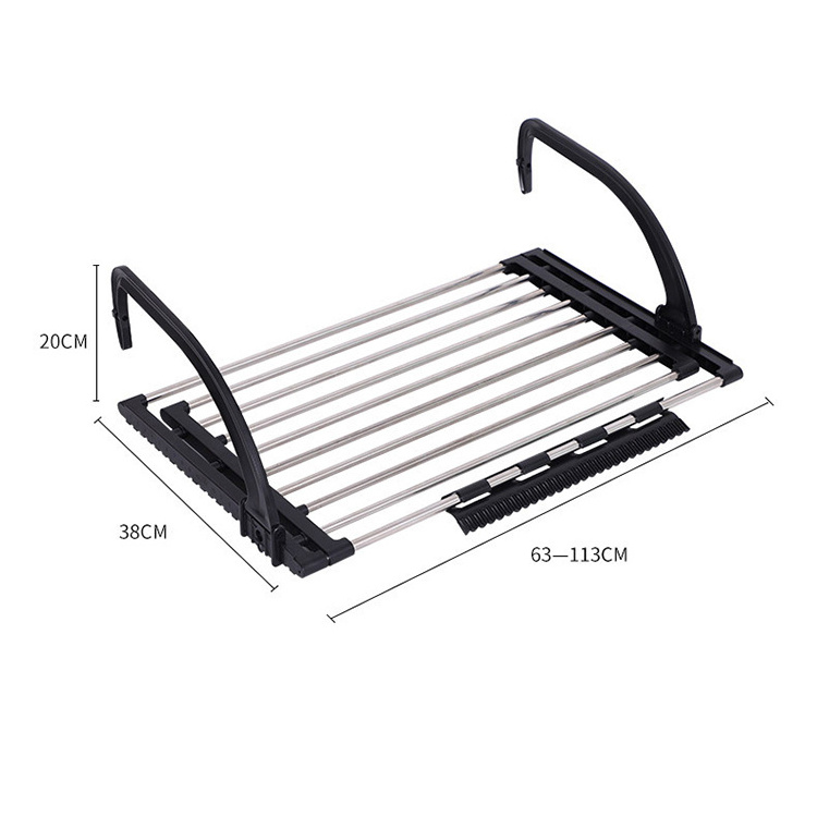 2022 Balcony Shoe Rack Stainless Steel Socks Clip Hanger Windowsill Extendable Laundry Drying Hanger