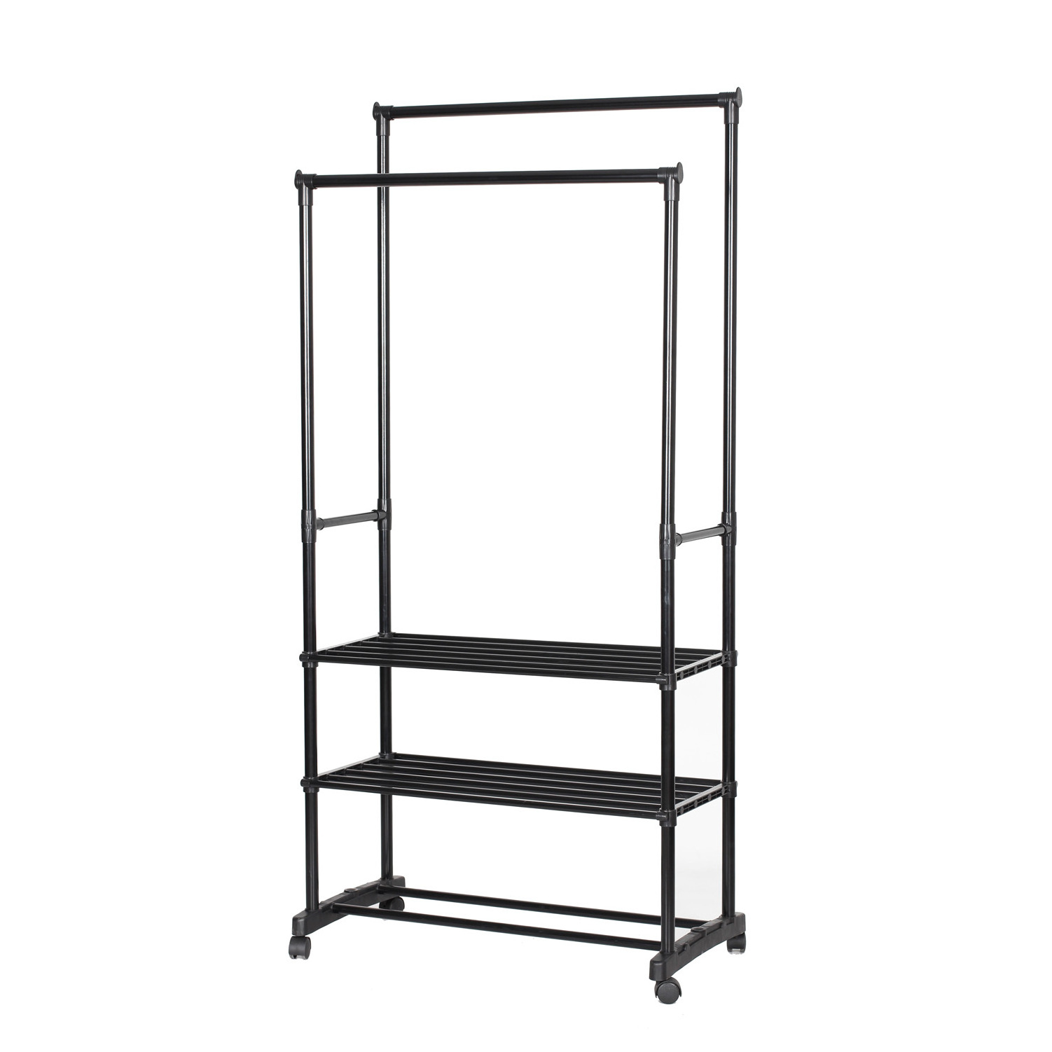 Hot selling Simple Houseware Heavy Duty Clothing Garment Rack Double Metal Clothes Storage Rack