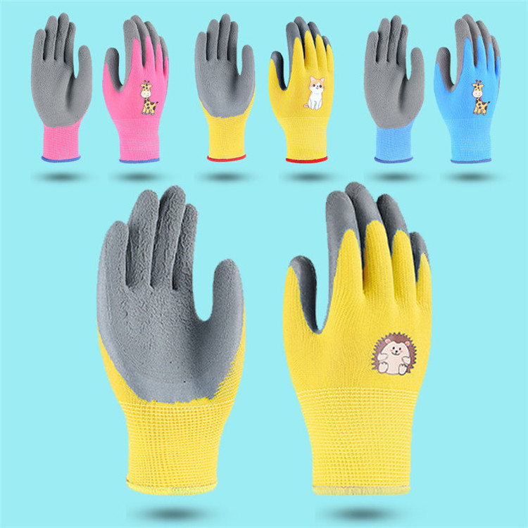 DIY boys girls outdoor playing logo custom coated nitrile rubber yard garden work gloves kids children safety gardening glove