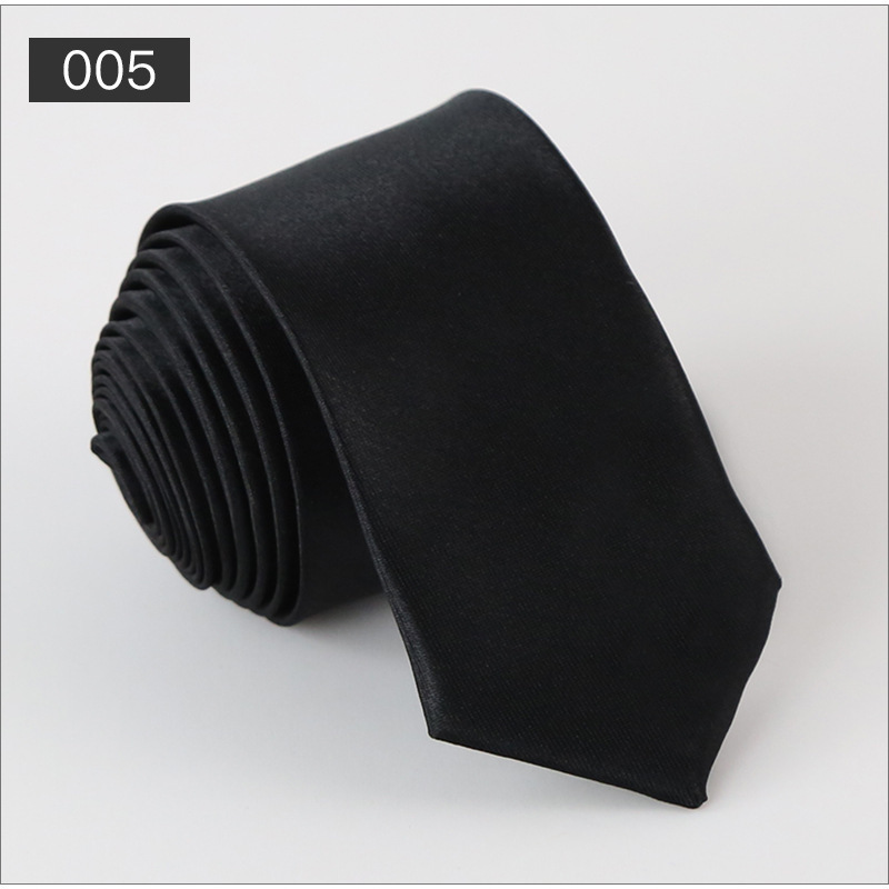 Wholesale manufacturers solid color narrow version glossy tie men's formal polyester silk casual fashion hand tie