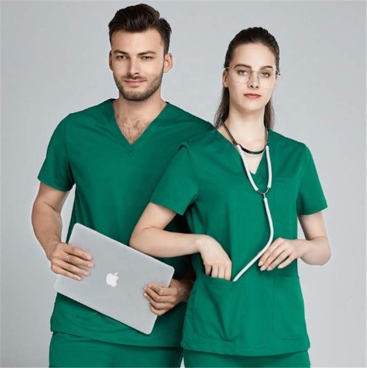 oem logo custom print embroidery wholesale hospital signature nursing work wear staff men women blouse pant set scrubs