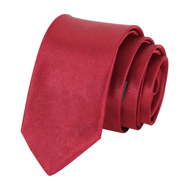 Wholesale manufacturers solid color narrow version glossy tie men's formal polyester silk casual fashion hand tie